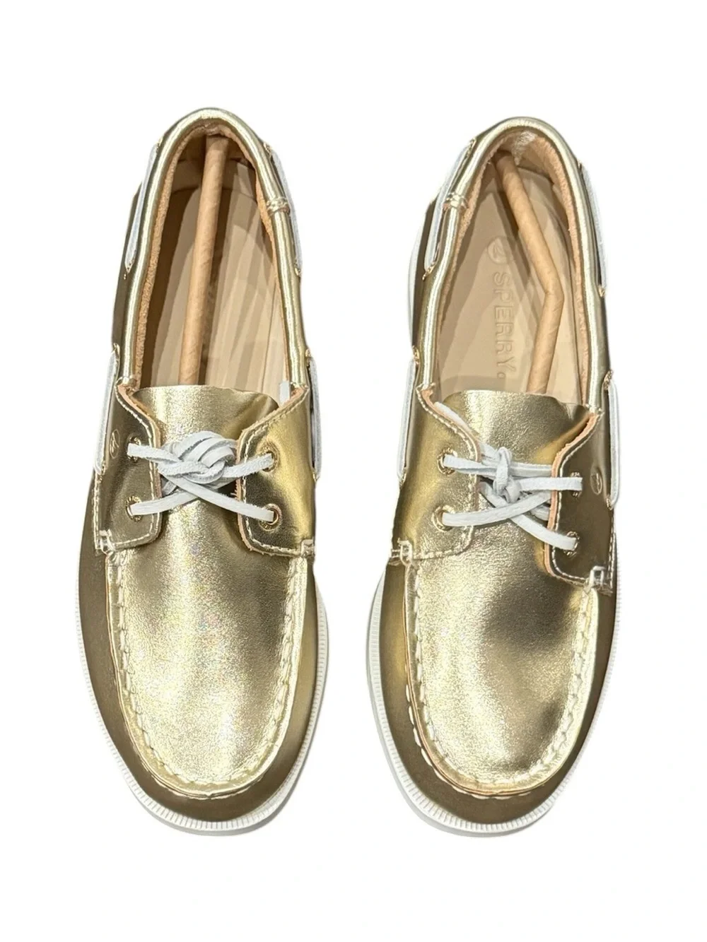 Sperry kids authentic Original metallic gold leather 2-eye boat shoe 3 NEW
